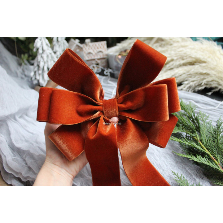 9" Burnt Orange Velvet Bow Ties